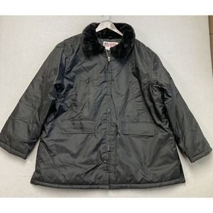 National Patrol Quilted Black Security Bomber Coat Jacket Waterproof Men Size XL